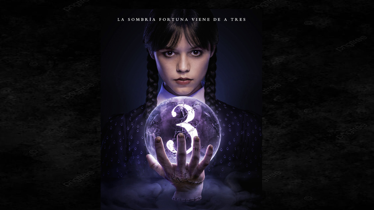 Imagen promocional de la temporada 3 de la serie Merlina de Netflix
