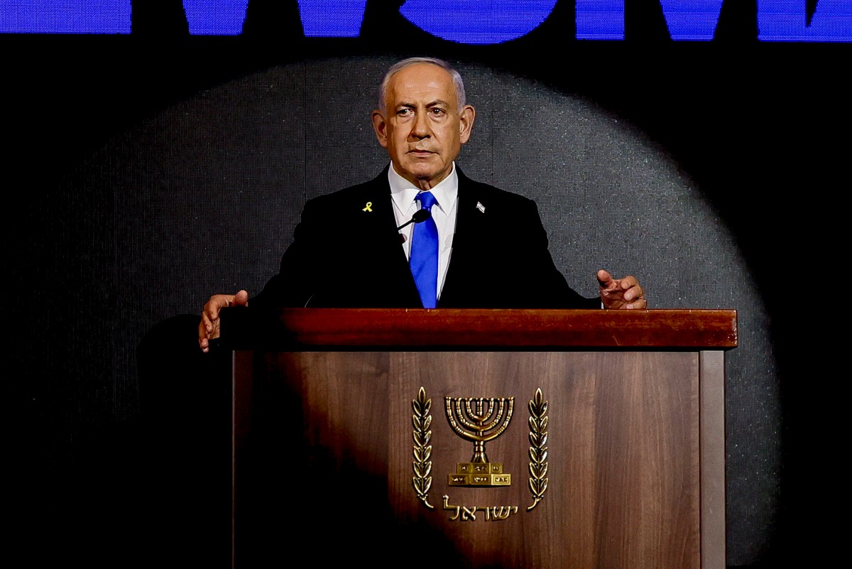 El primer ministro israelí, Benjamín Netanyahu, pronuncia una declaración durante la recepción del Día de la Independencia de Estados Unidos, conocida como la celebración anual del 