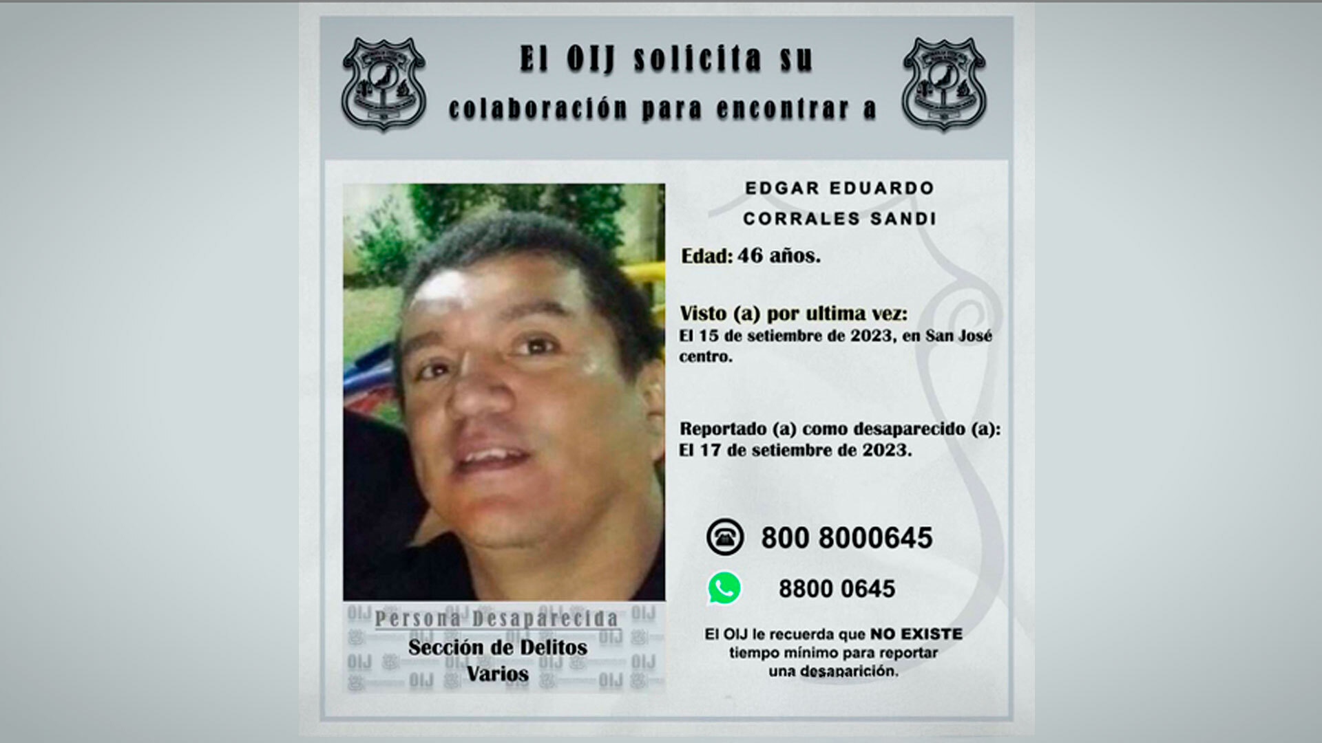 Edgar Eduardo Corrales Sandí, sospechoso de vender fentanilo