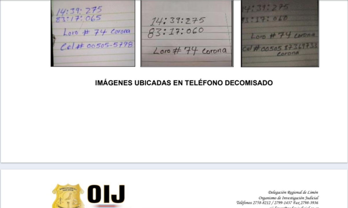 Imágenes encontradas en teléfono decomisado