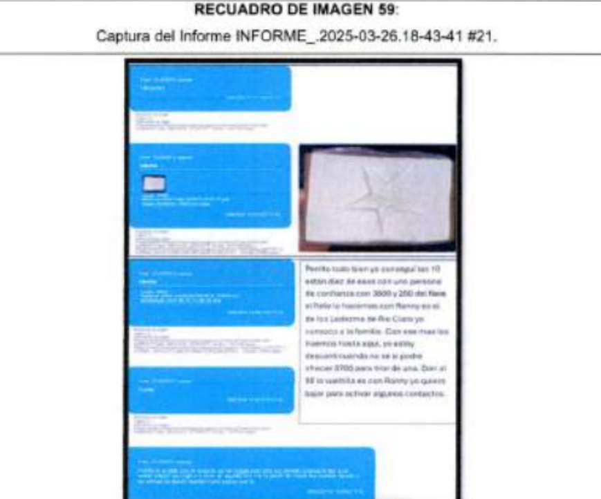Imagen del paquete de cocaína enviado por Popeye a Gredy Esquivel