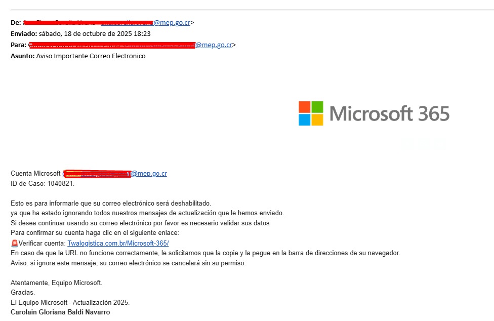 sitio web fraudulento LabCIBE-UNA