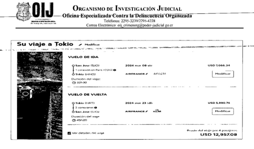 Tiquetes del viaje a Japón