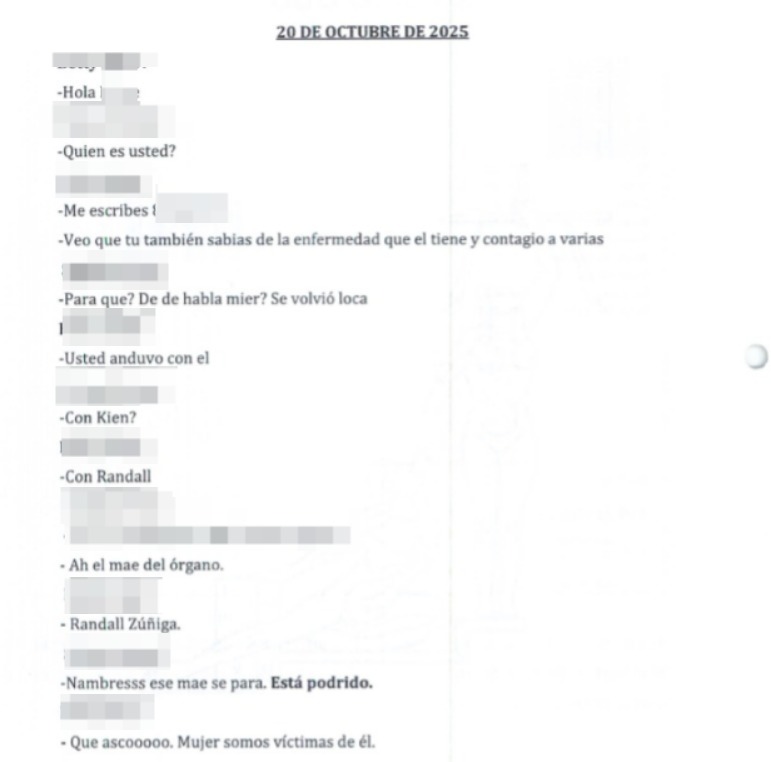 Conversación de denunciante con otra mujer que se negó a incorporarse al chat