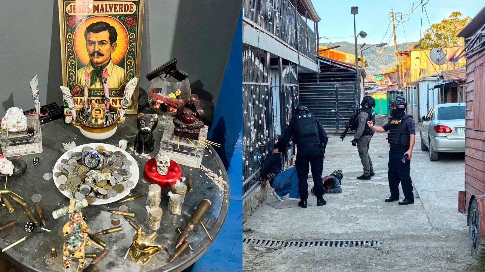 Altar de Jesús Malverde en búnker de Los Maruja