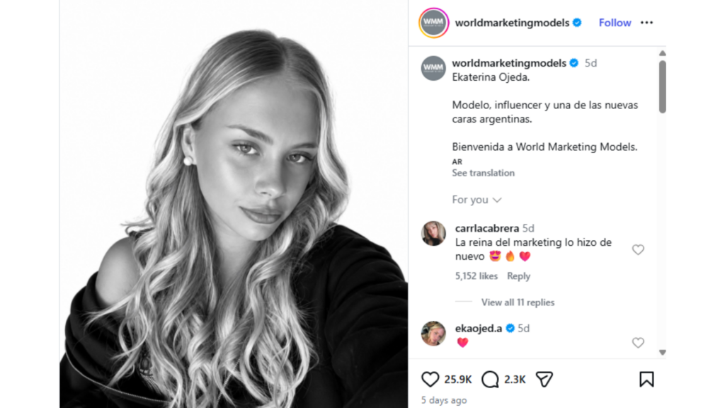 Ekaterina Ojeda ahora trabaja con Wanda Nara. 